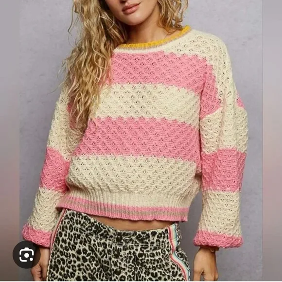 POL Pink and Cream Striped Sweater - Picture 2 of 7